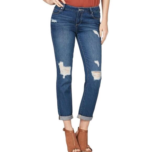 JUSTFAB Distressed Slim Boyfriend Jeans Denim Pants - Sz 27 - NWT - Picture 1 of 6